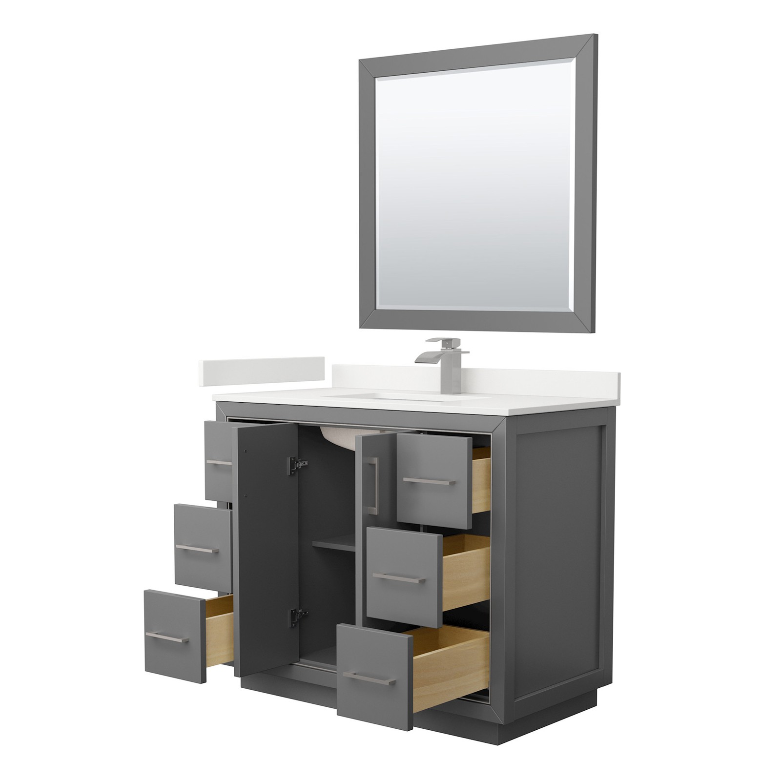 Wyndham Collection WCF111142S-QTZ-UNSM34 Icon 42″ – Dark Gray / White Quartz Top