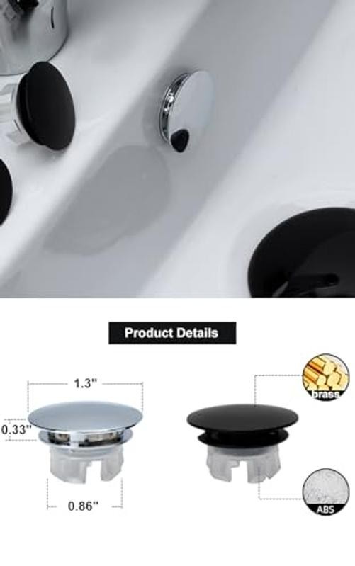 Sink Overflow Ring 2 Pack Matte Black Bathroom Vanity Sink Overflow Cover