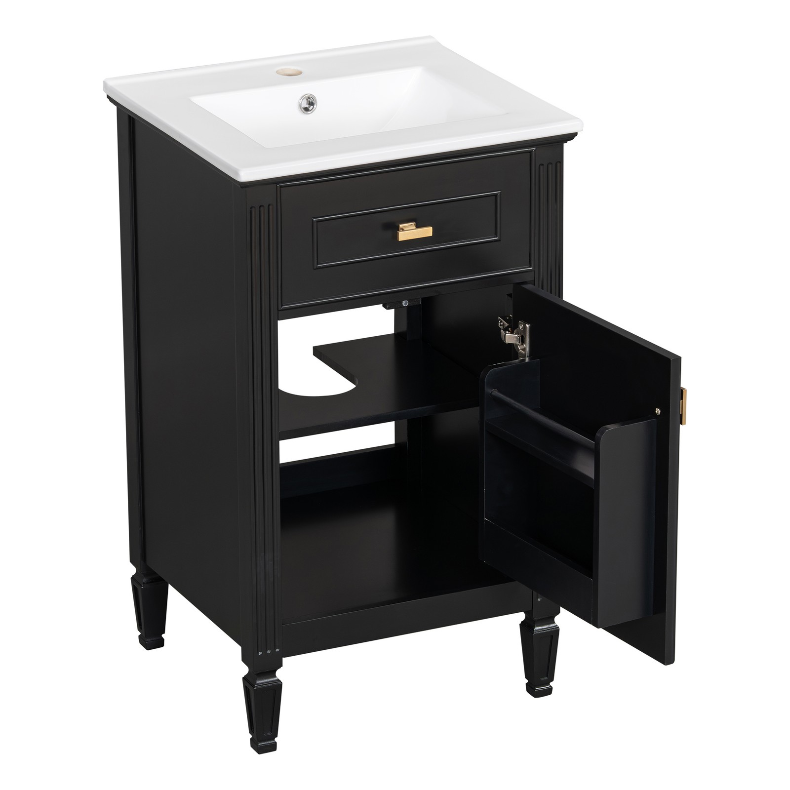 20″ Bathroom Vanity w/Ceramic Sink Modern Storage Cabinet w/Adjustable Shelf