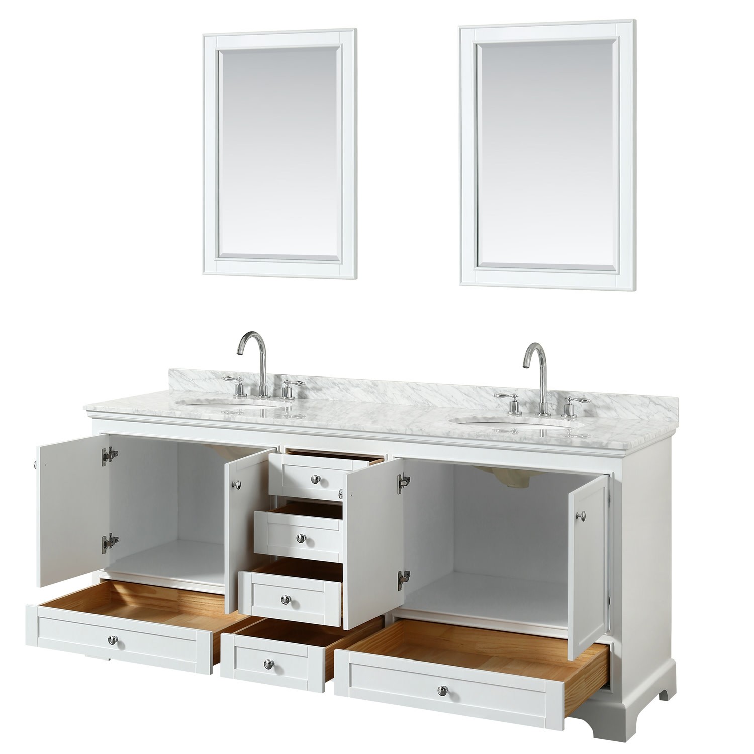 Wyndham Collection WCS202080DCMUNOM24 Deborah 80″ – White / Carrara Cultured