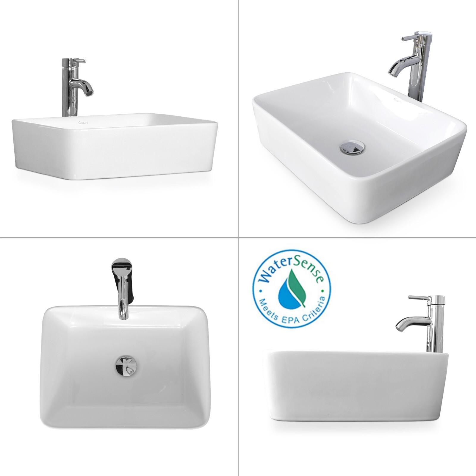 24 In White Bathroom Vanity Cabinet Set Vessel Glass Sink Faucet Combo No Mirror
