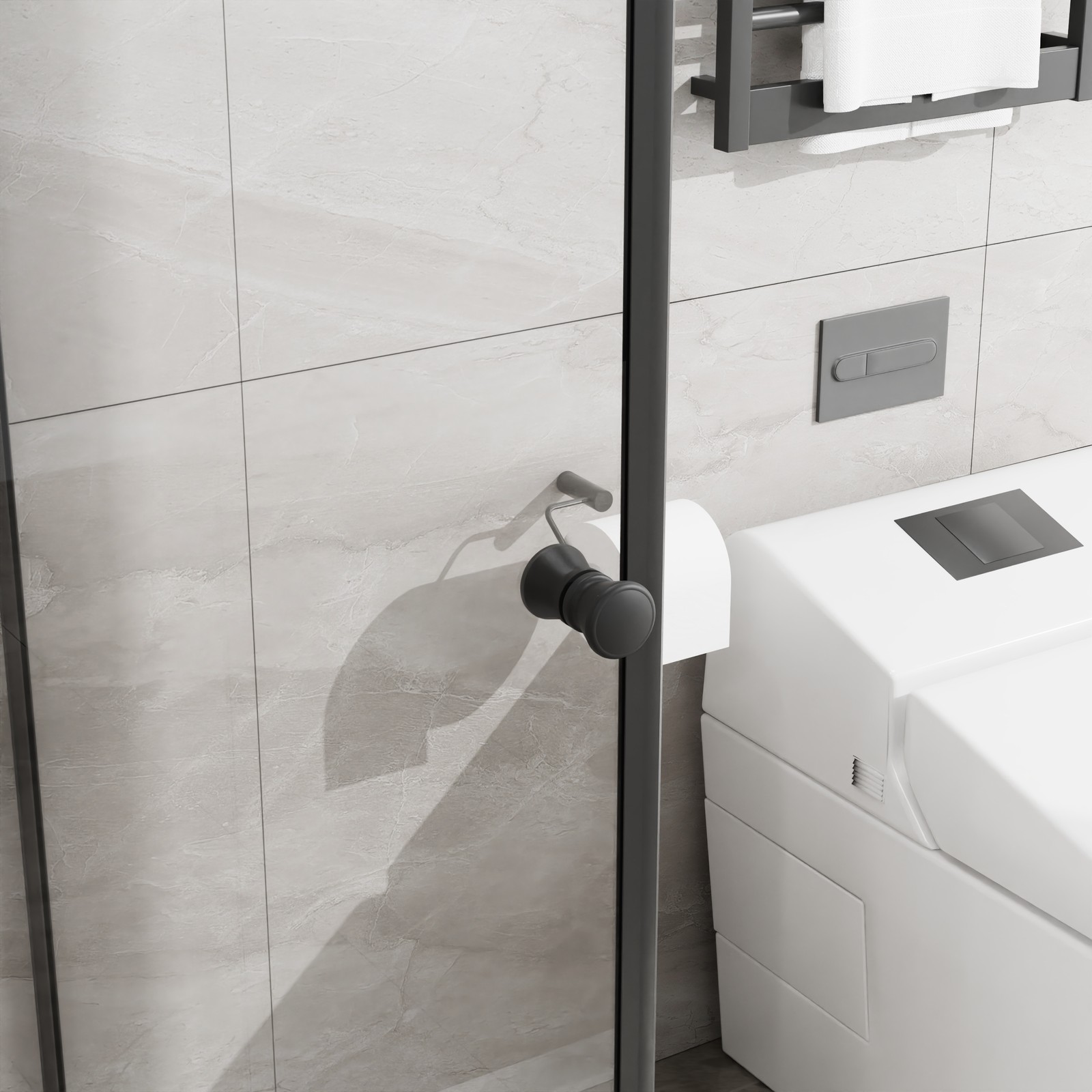 36×36 Corner Shower Enclosure with Frameless Door and Tempered Glass Base