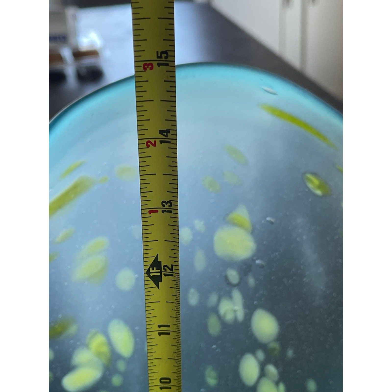 Sink Art Glass Vessel Turquoise Lime Green Swirl Hand Blown Bathroom Basin 22″