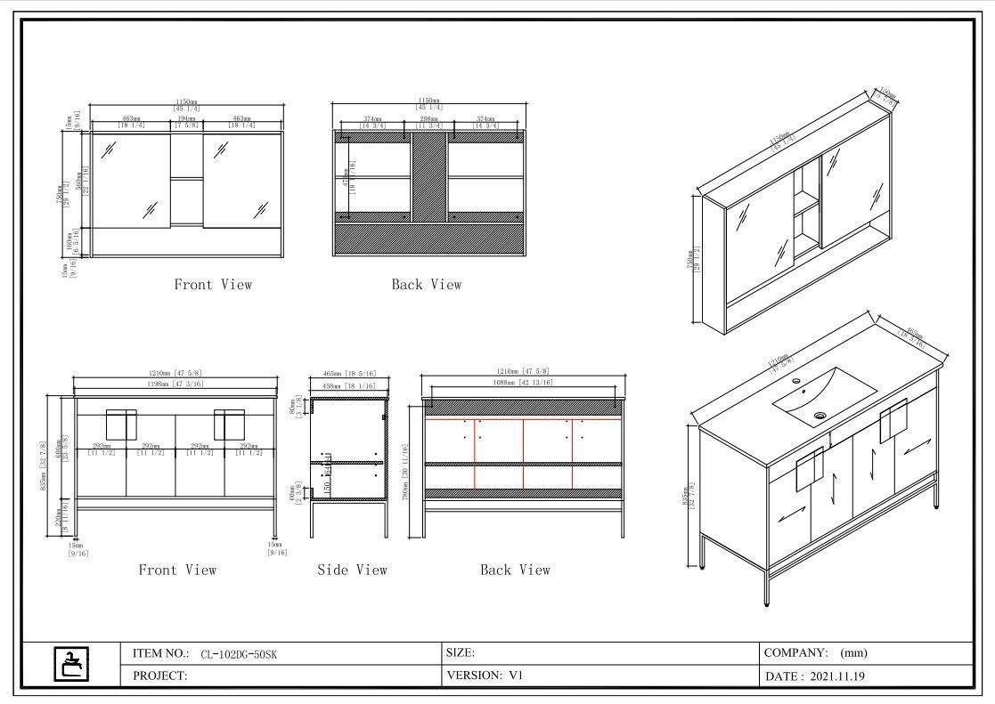 47″ Kuro Minimalistic Dawn Gray Single Sink Bathroom Vanity CL-102DG-50SK