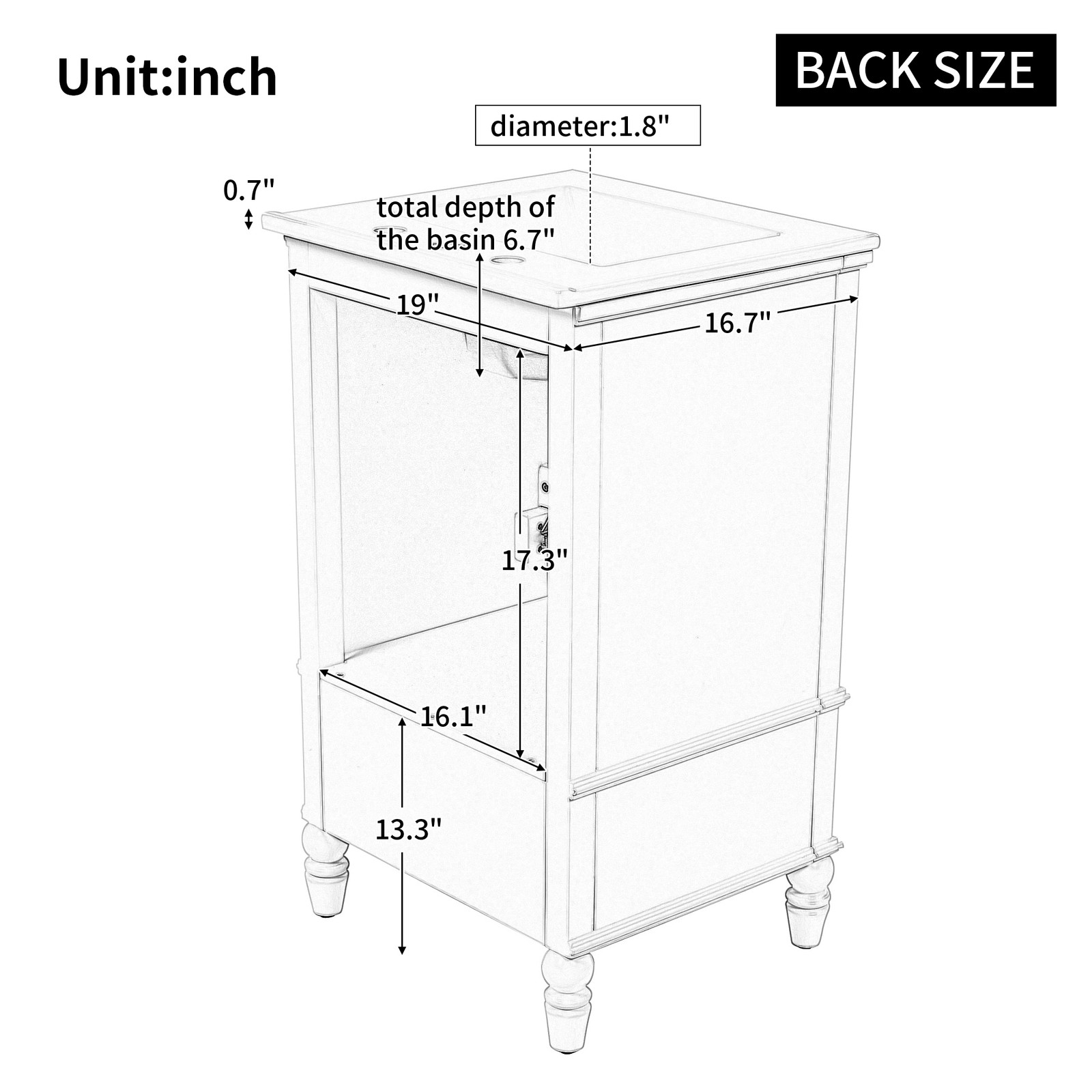 20″ Bathroom Vanity with Sink, Freestanding Bath Vanity Cabinet, Drawer, 2 Doors