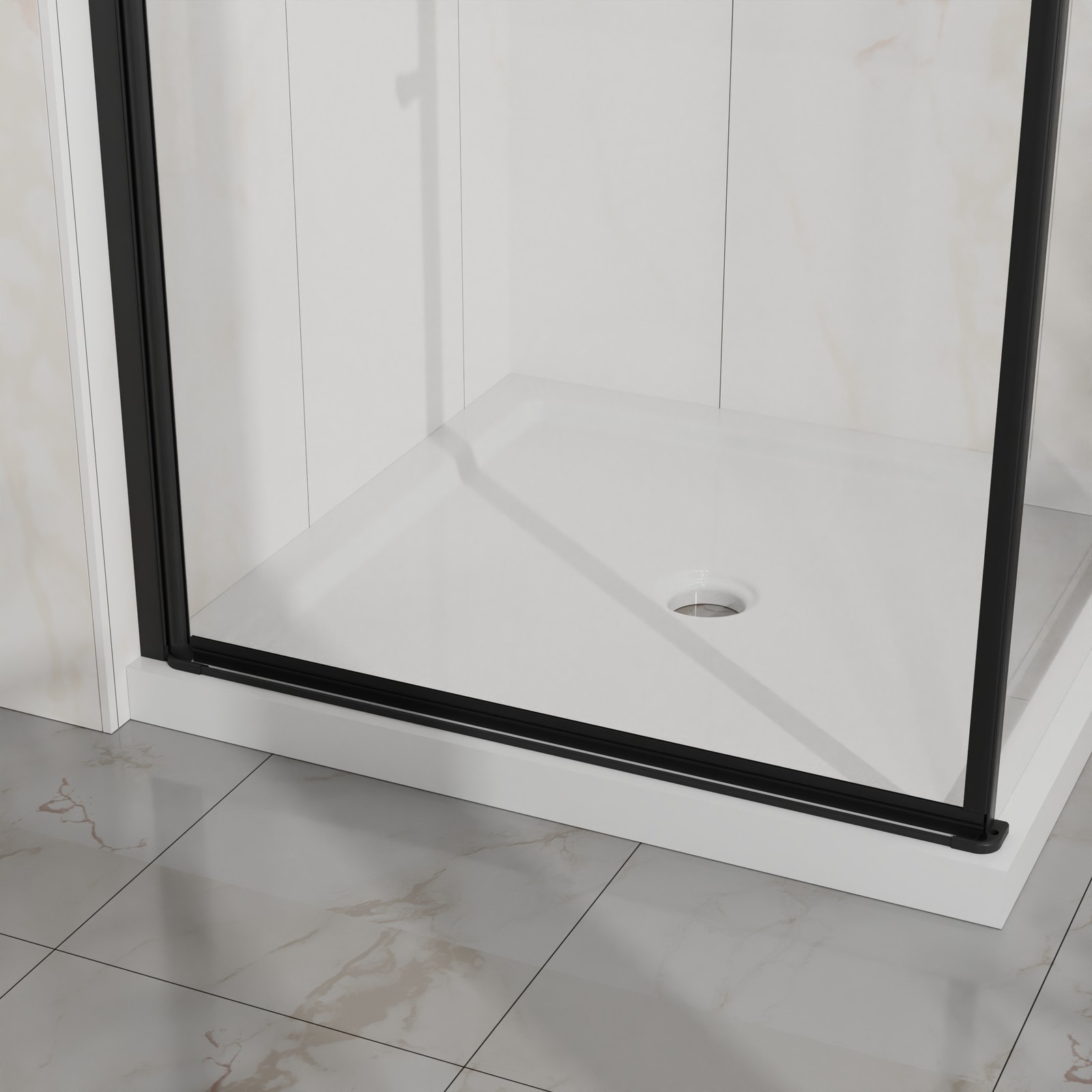 36×36 Corner Shower Enclosure with Frameless Door and Tempered Glass Base