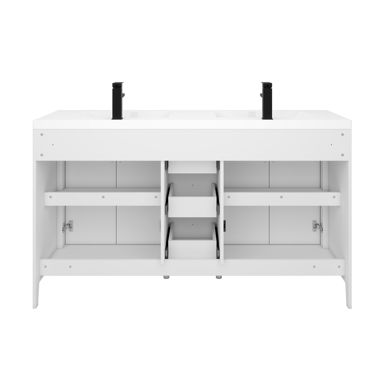 60″ Bathroom Vanity with Sink Soft-Close 4 Doors 3 Drawers Faucet Freestanding