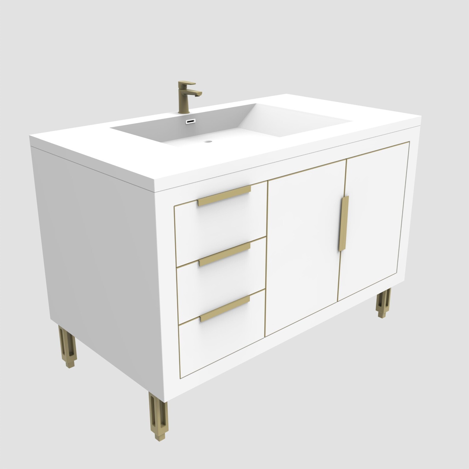 36″ Bathroom Vanity Cabinet with Acrylic Sink, Aluminum Alloy Frame, 3 Drawers