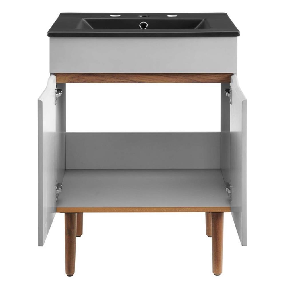 Modway Harvest 24″ Modern Wood/Ceramic Bathroom Vanity in Gray