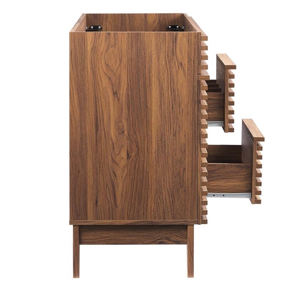 Modway Render 47″ Plastic and Wood Bathroom Vanity Cabinet in Walnut
