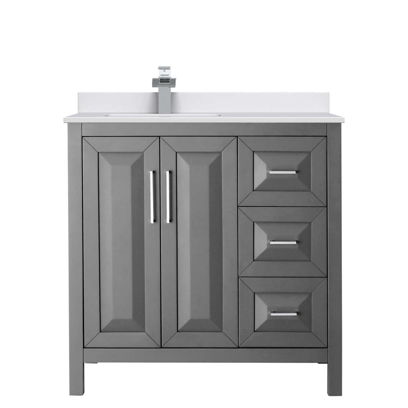 Wyndham Collection WCV252536S-Left-VCA-MXX Daria 36″ – White / Carrara Cultured