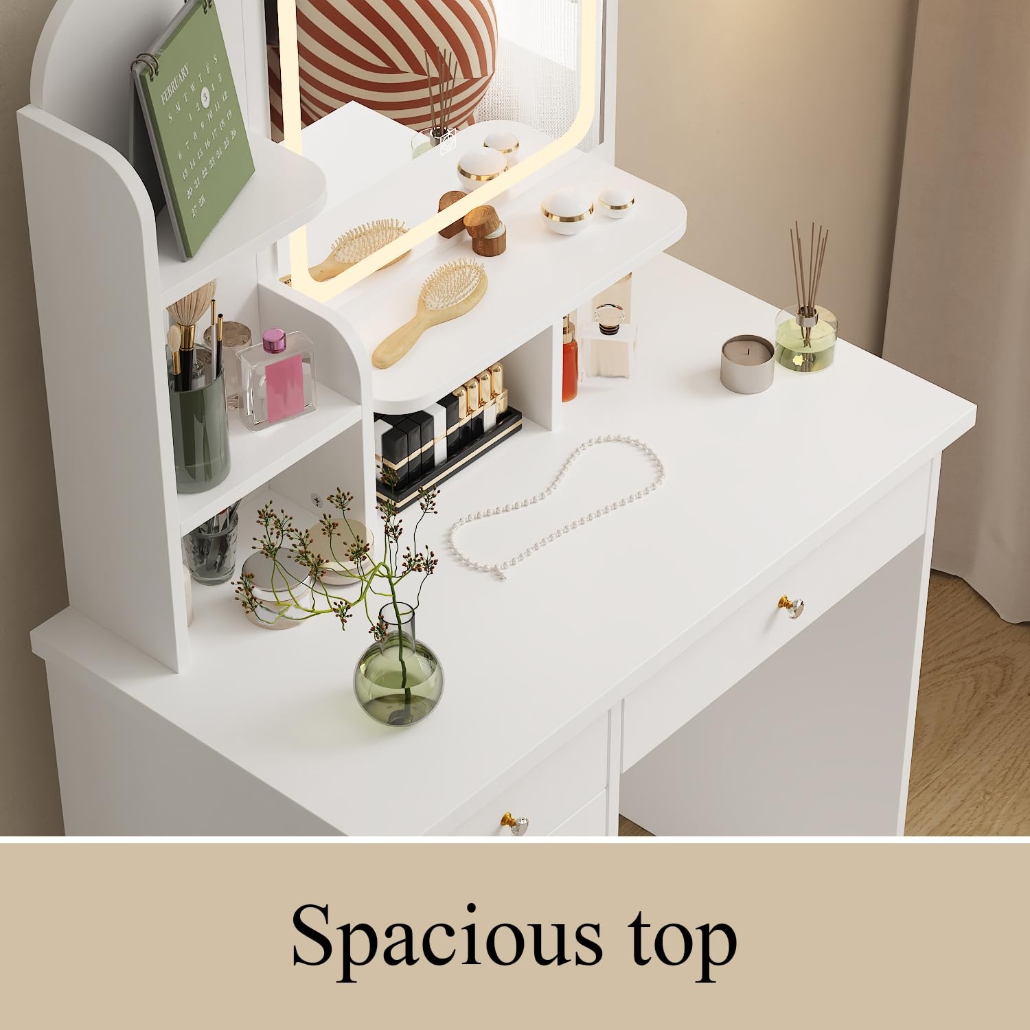Vanity Set with LED Mirror Dressing Table 5 Drawers Shelves Makeup