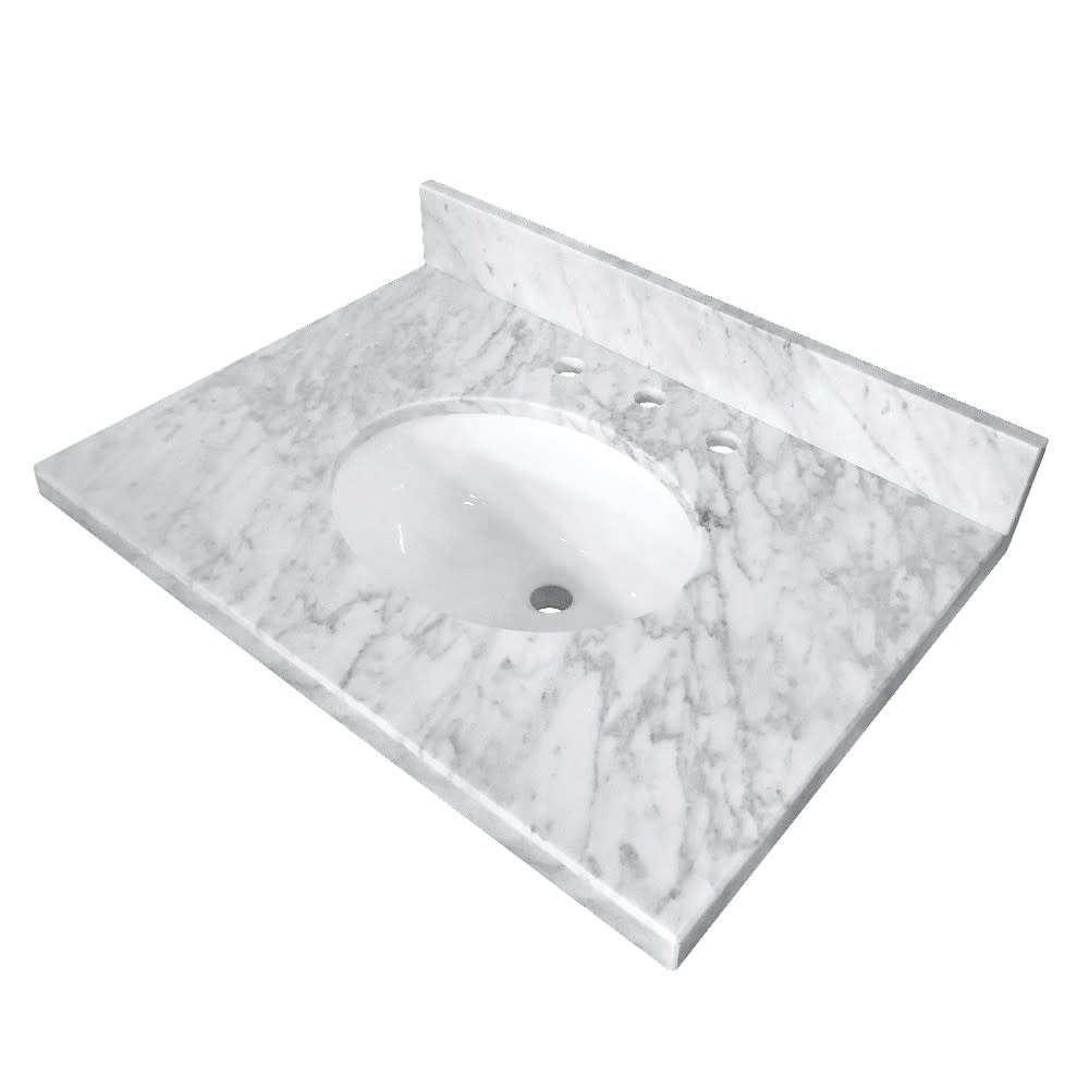 Kingston Brass KVPB3022M38 Templeton 30″ Marble Vanity Top – Carrara Marble