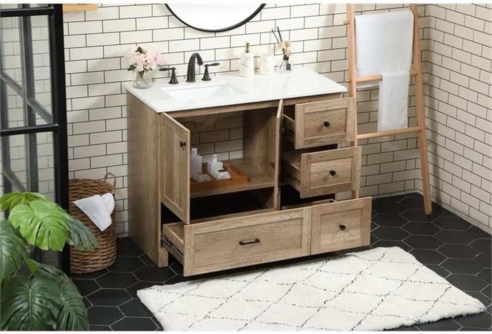 Elegant Lighting VF2842NT 42 inch Single Bathroom Vanity in Natural Oak
