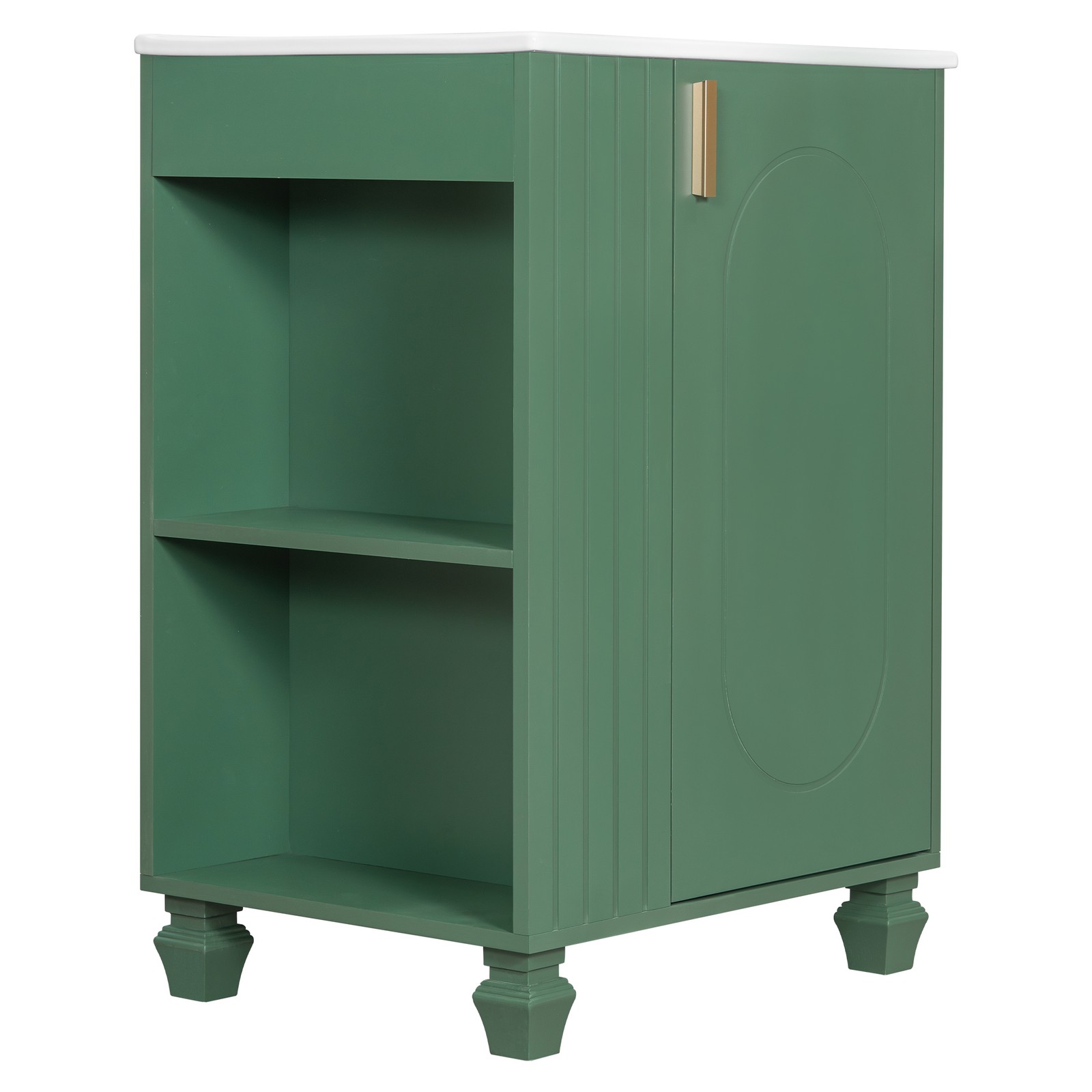 24″ Bathroom Vanity w/Sink，Freestanding Cabinet w/Door Shelf and Open Storage