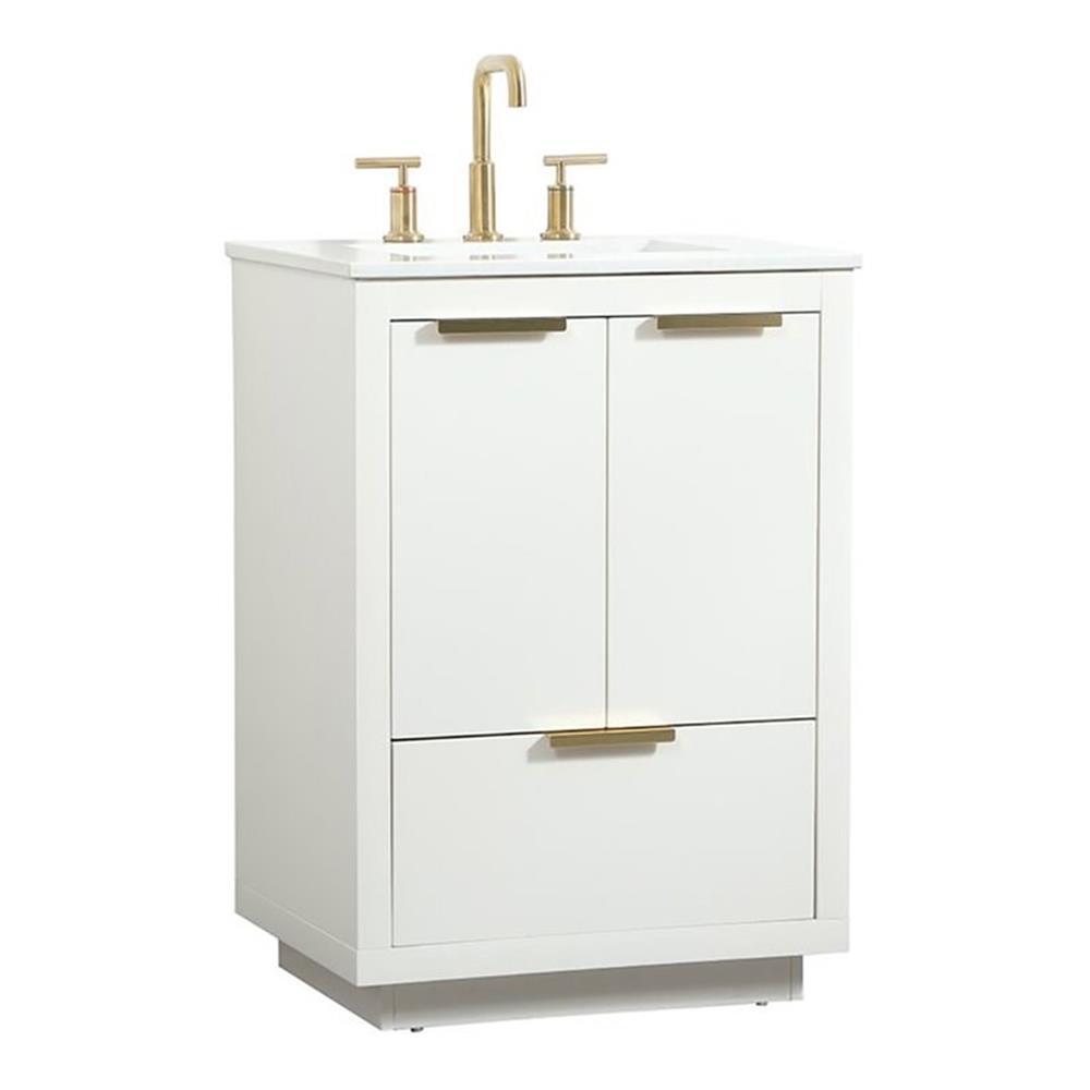 Elegant Decor Blake 24″ Aluminum Alloy MDF Single Bathroom Vanity in White