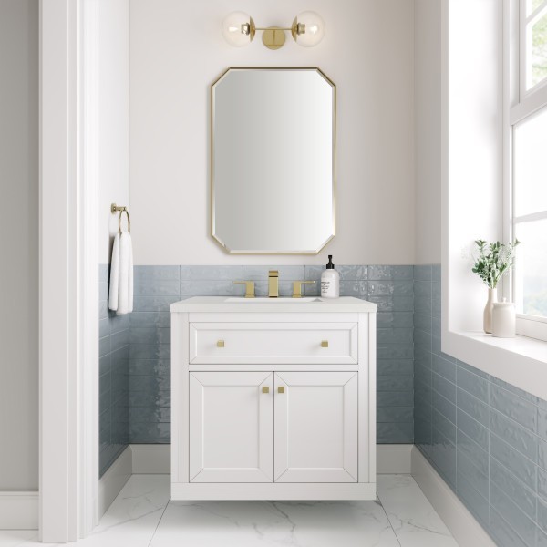 30″ James Martin Chicago 503-V30-GW-3WZ Vanity Cabinet White Zeus Silestone® Top