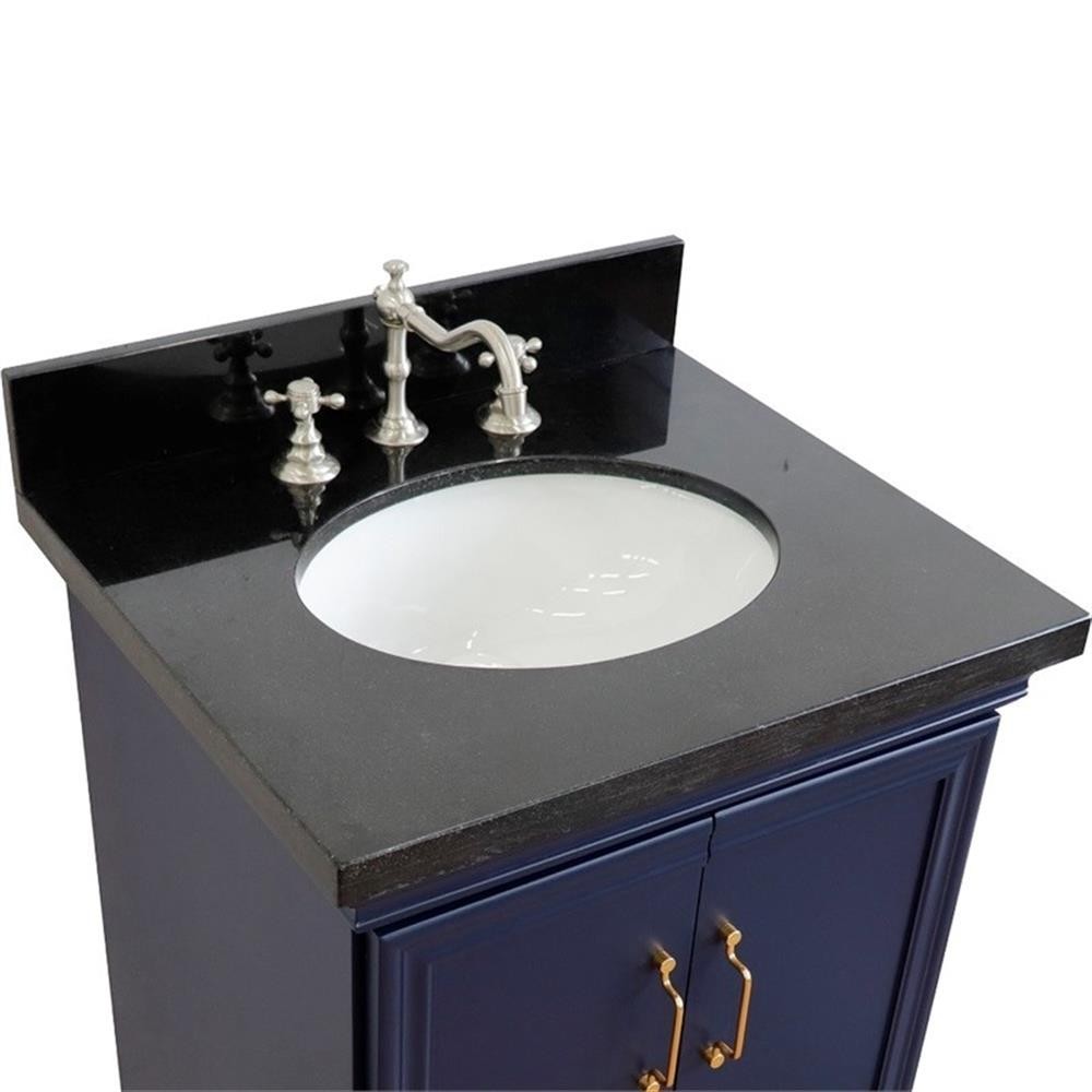 25 in. Single Wooden Vanity Blue with Black Galaxy Oval Sink