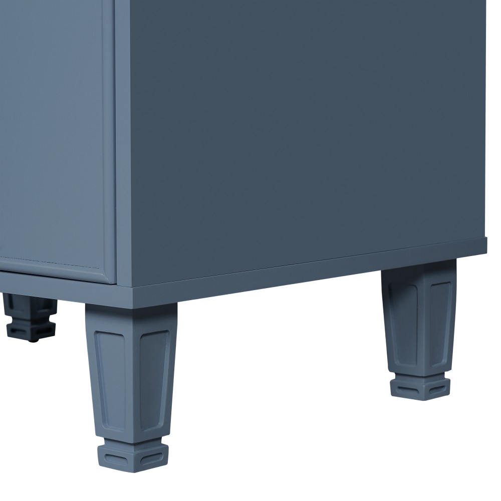 24″ Grey Blue Bathroom Vanity with Ceramic Sink Solid Wood Frame MDF Board
