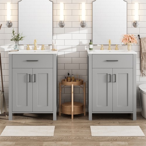 Ample Storage Bathroom Sink Vanity Solid Wood Frame 48 inch Vanity Bathroom