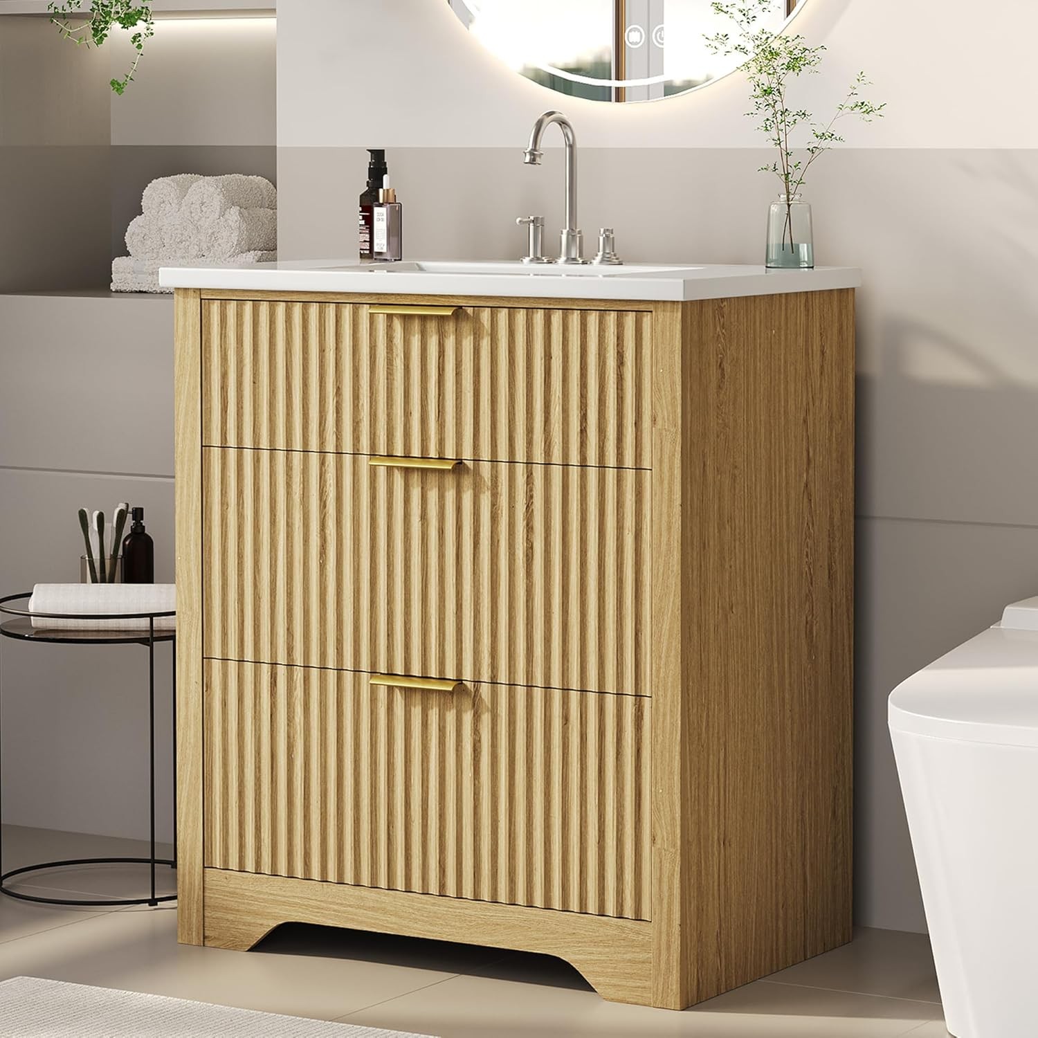 Garvee 30″ Bathroom Vanity with Sink,Bathroom Sink Cabinet with 2 Drawers New