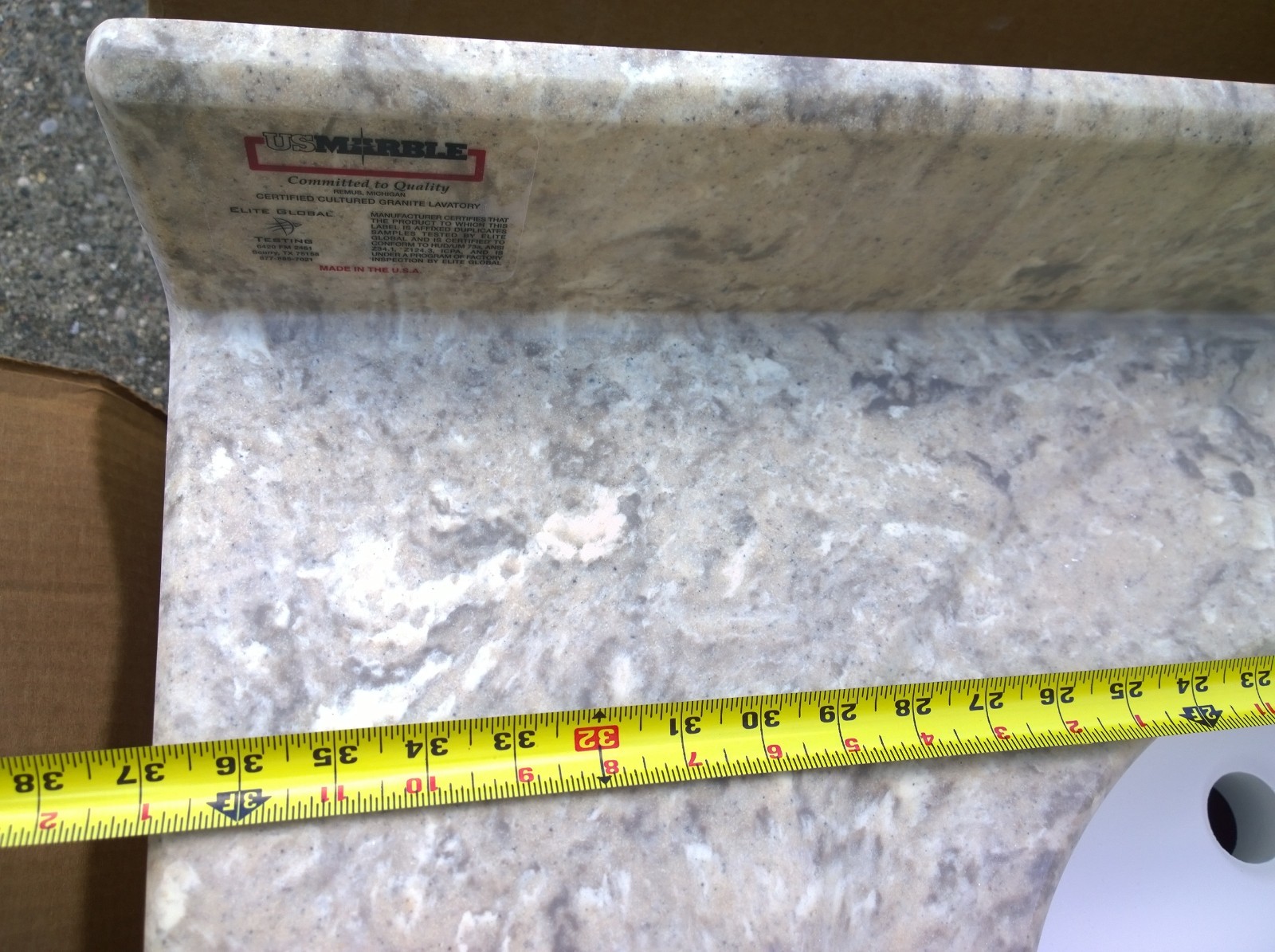 NIB Bathroom Premium CULTURED River-Bottom GRANITE Vanity Cabinet Top SINK 37×22