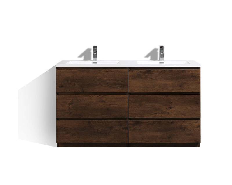 ANGELES 60″ FREESTANDING BATH VANITY WITH DOUBLE ACRYLIC SINKS
