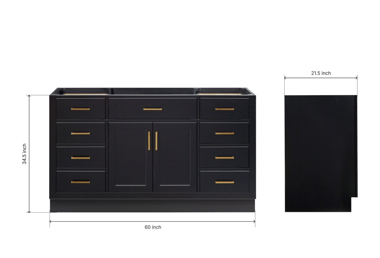 60 in Black Bathroom Vanity Base Only – Single Sink | NEW (Open Box)