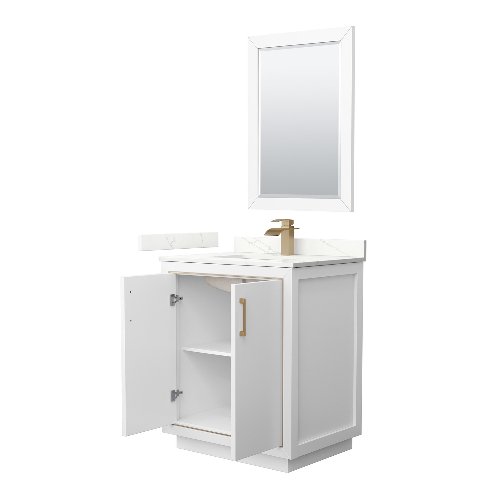 Wyndham Collection WCF111130S-QTZ-UNSM24 Icon 30″ – Dark Gray / White Quartz Top
