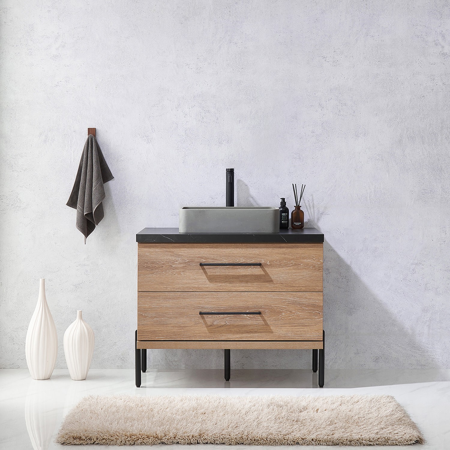 Miseno MV-NM-705136S Trento 36″ – North American Oak / Black