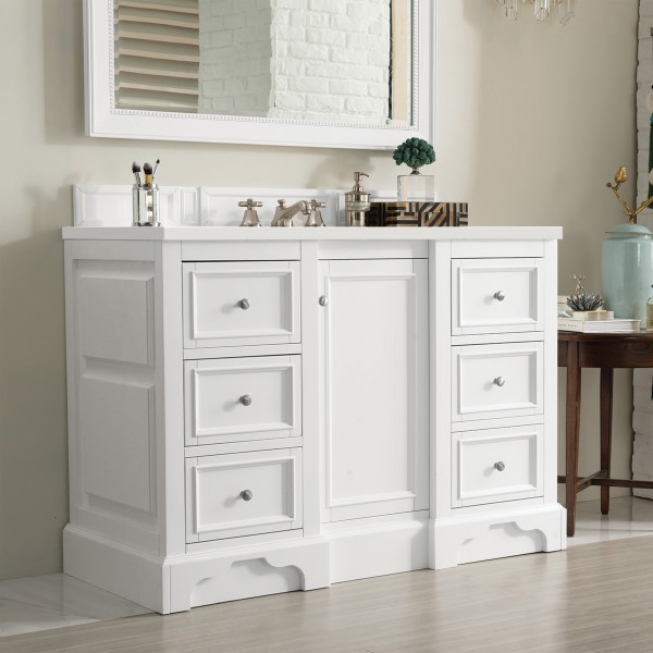 48″ James Martin De Soto 825-V48-BW-3WZ Vanity Cabinet White Zeus Silestone Top