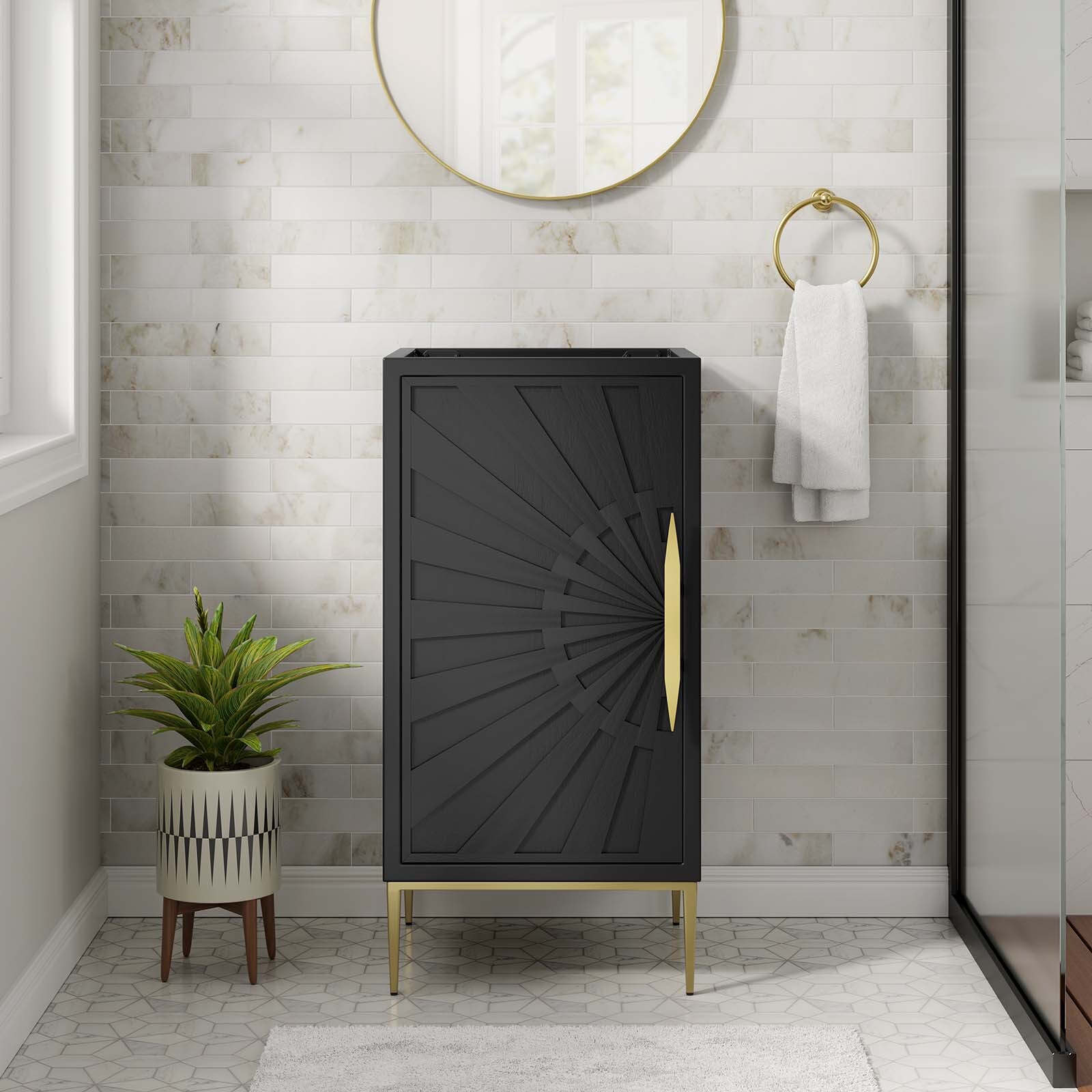 Modway Awaken 18″ Bathroom Vanity Cabinet in Black – Sink Basin Not Included