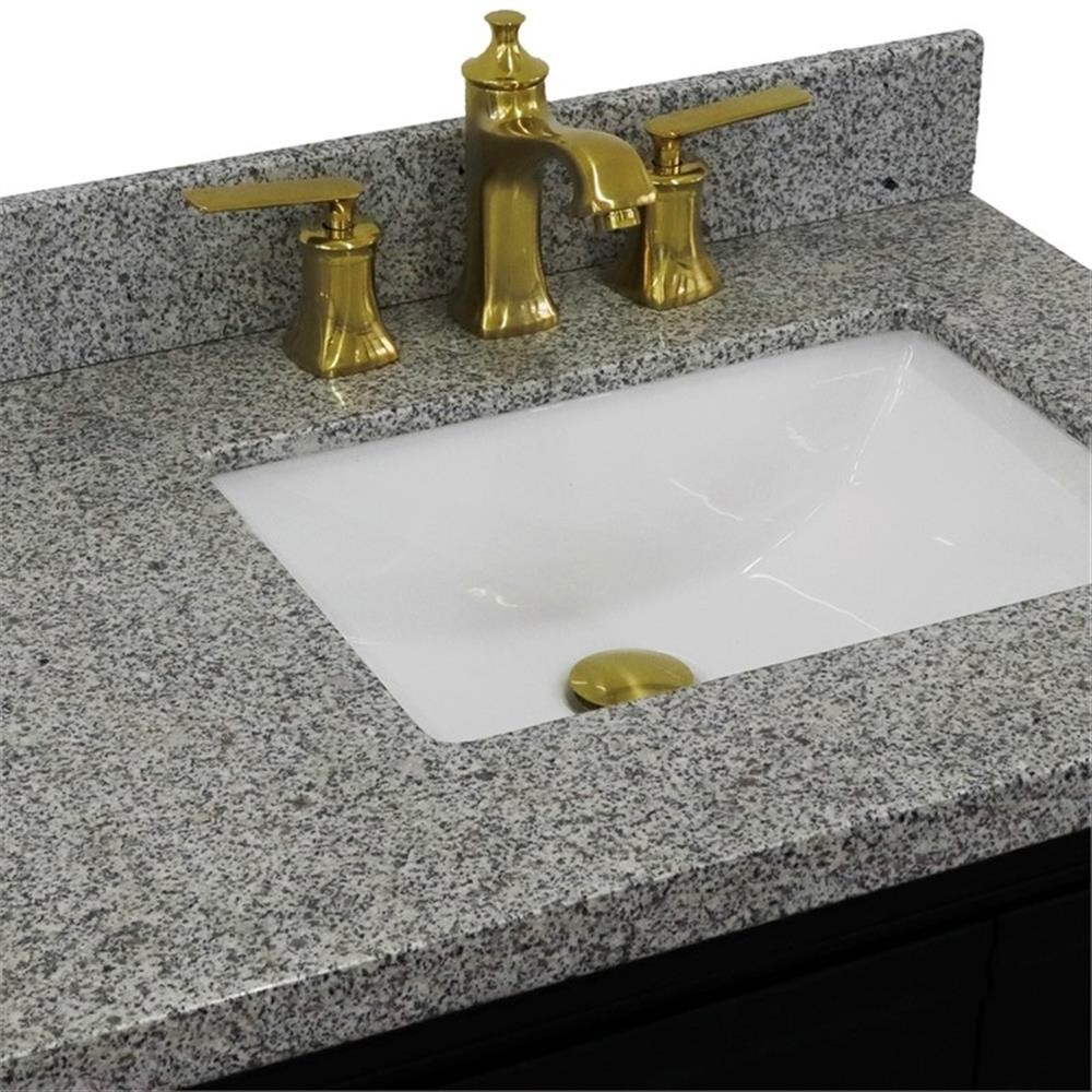 37 in. Single Vanity Dark Gray Gray Granite Rectangle Right Door.Right Sink