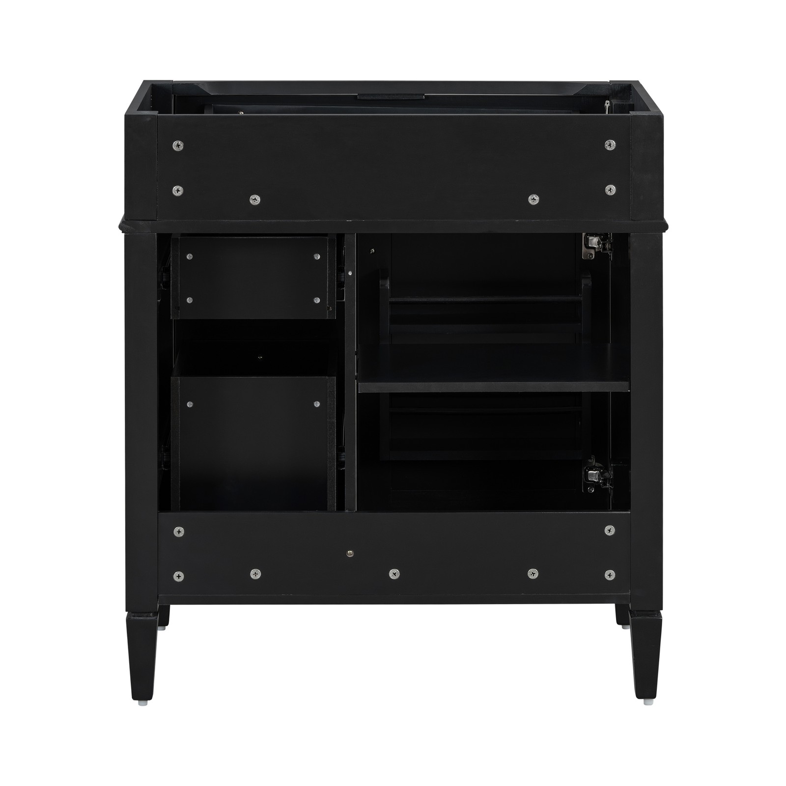 30″ Bathroom Vanity Cabinet Black Solid Wood MDF 2 Drawers