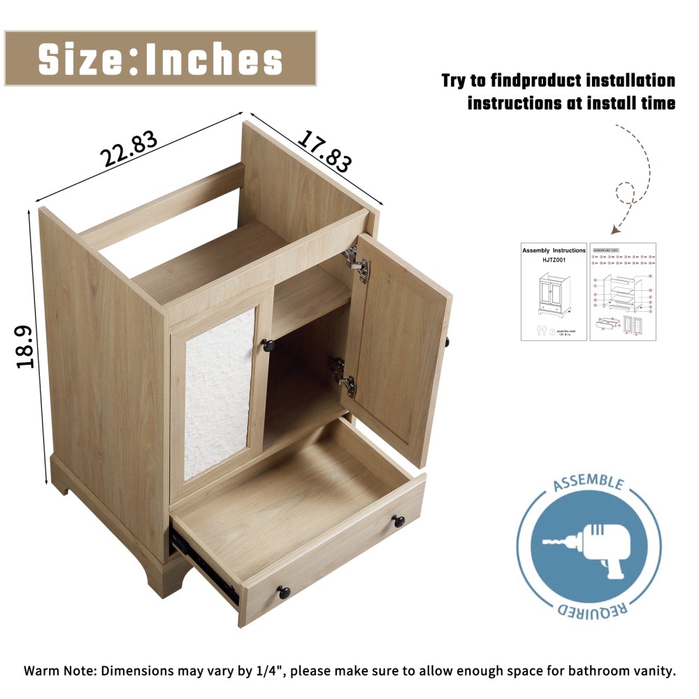 Ready to Assemble Bathroom Cabinet 24″ Wooden Vanity Sink Base