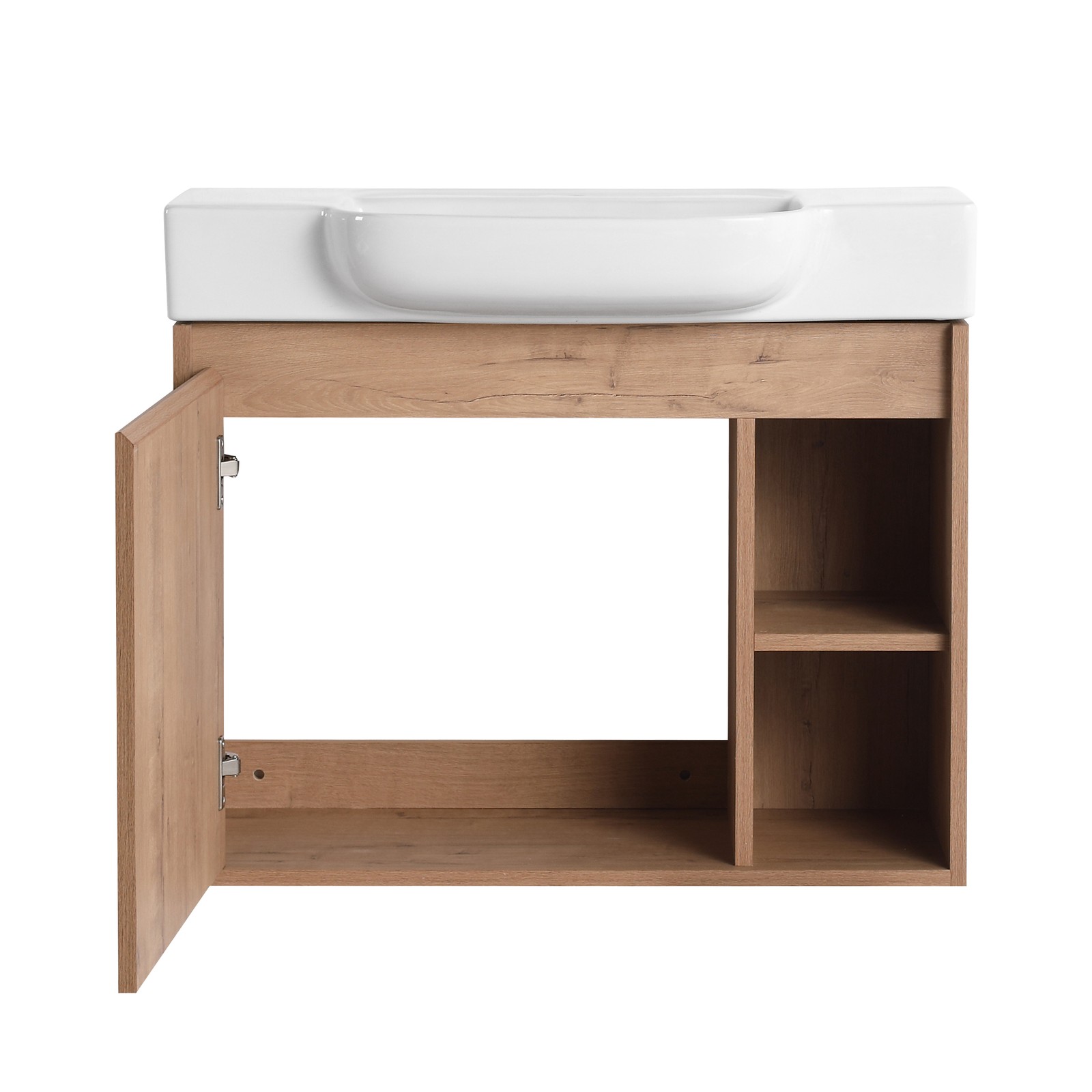 28 Inch Wall Mount Bathroom Vanity White Ceramic Sink Soft Close Door