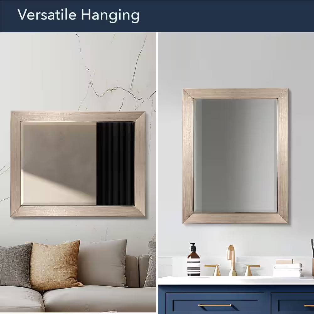 Modern 26 In. W X 32 In. H Framed Rectangular Beveled Edge Bathroom Vanity Mirro