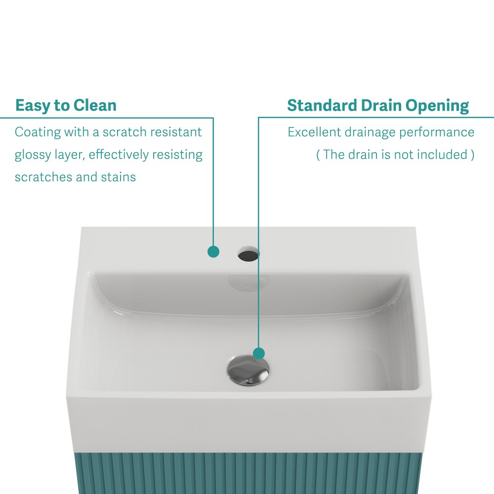 20″x14″ Gloss White Ceramic Bathroom Sink Integrated Design with 1 Faucet Hole