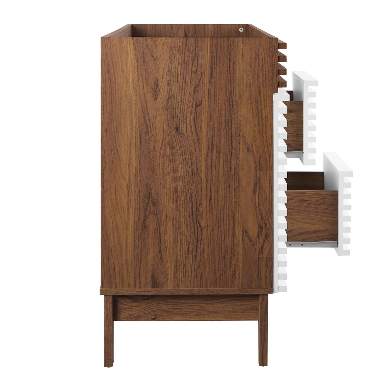 Modway Render 47″ MDF and Particleboard Bathroom Vanity Cabinet in White/Walnut