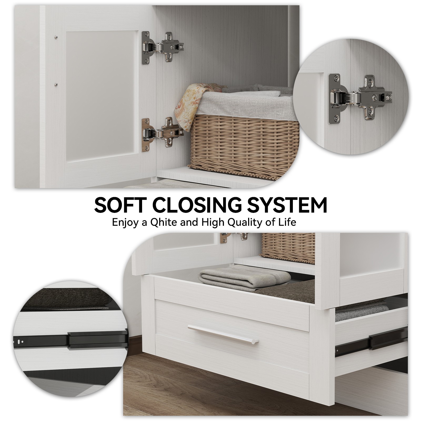 24″Bathroom Vanity All in One, Storage Cabinet, Mirror & Drawers