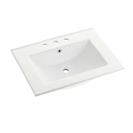 FAUCETURE LBT24187W38 Ultra Modern 24″x18″ Ceramic Vanity Top (8″ Faucet