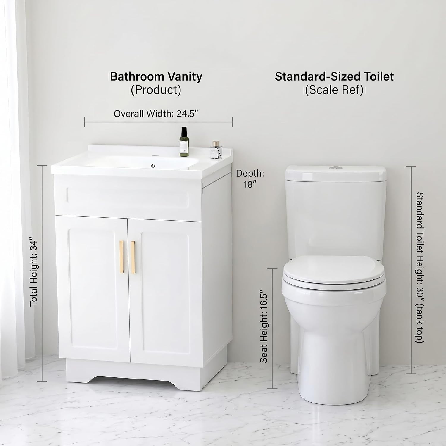 Smhxo Bathroom Vanity with Ceramic Sink, Bathroom Vanity Cabinet with 2 Doors, 2