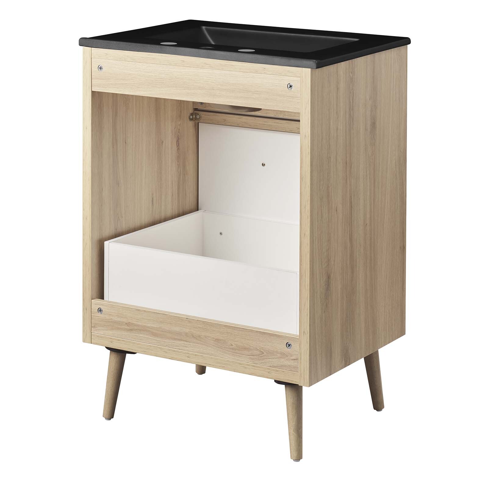 Modway Maverick 24″ Bathroom Vanity Cabinet in Black Oak With Ceramic Sink Basin