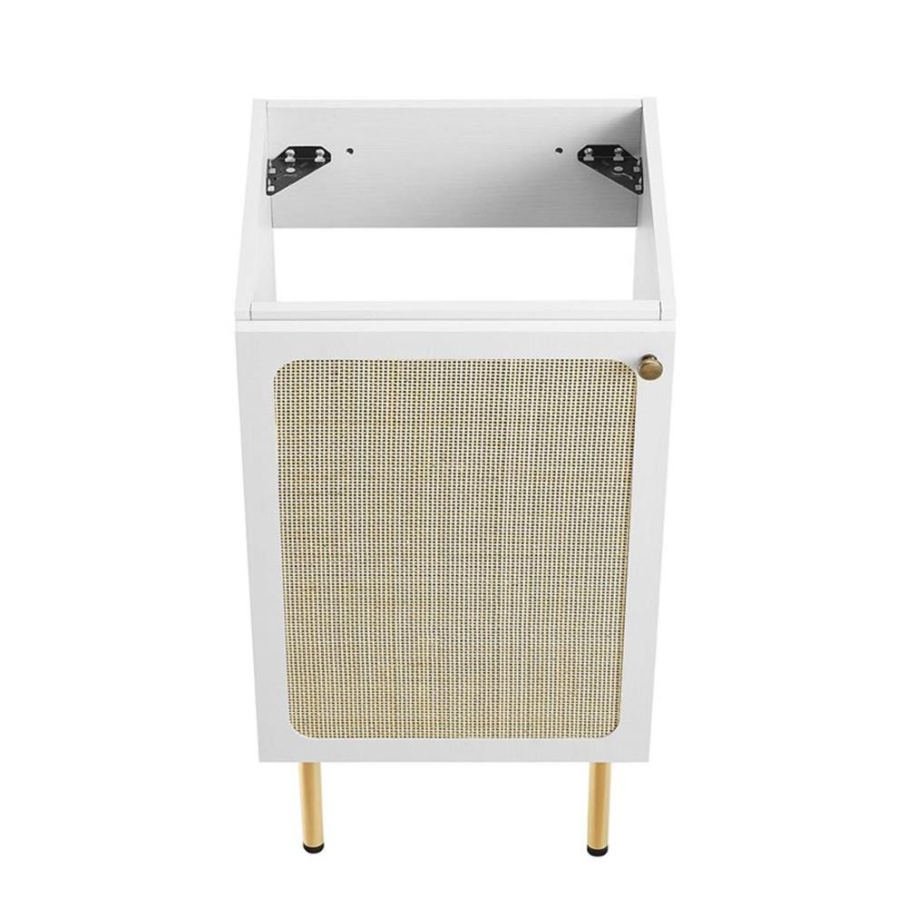 Modway Chaucer 18″ Wood & Rattan Bathroom Vanity Cabinet in White
