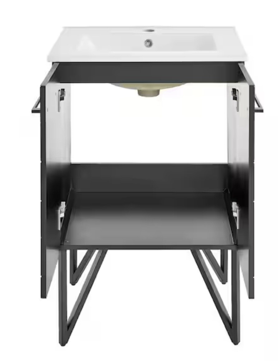 Annecy 24 in. W Bath Vanity in Phantom Black with Ceramic Vanity Top