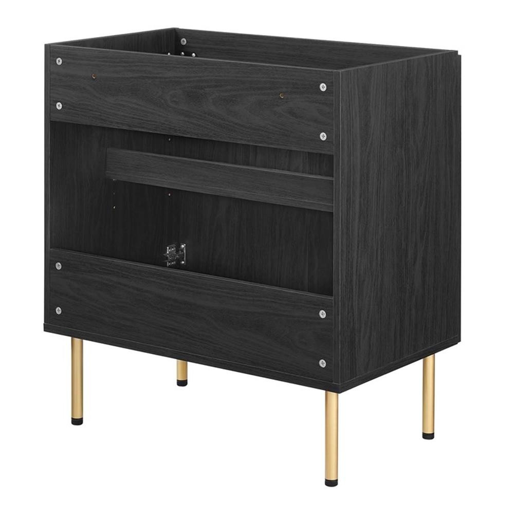 Modway Chaucer 30″ Wood & Rattan Bathroom Vanity Cabinet in Black