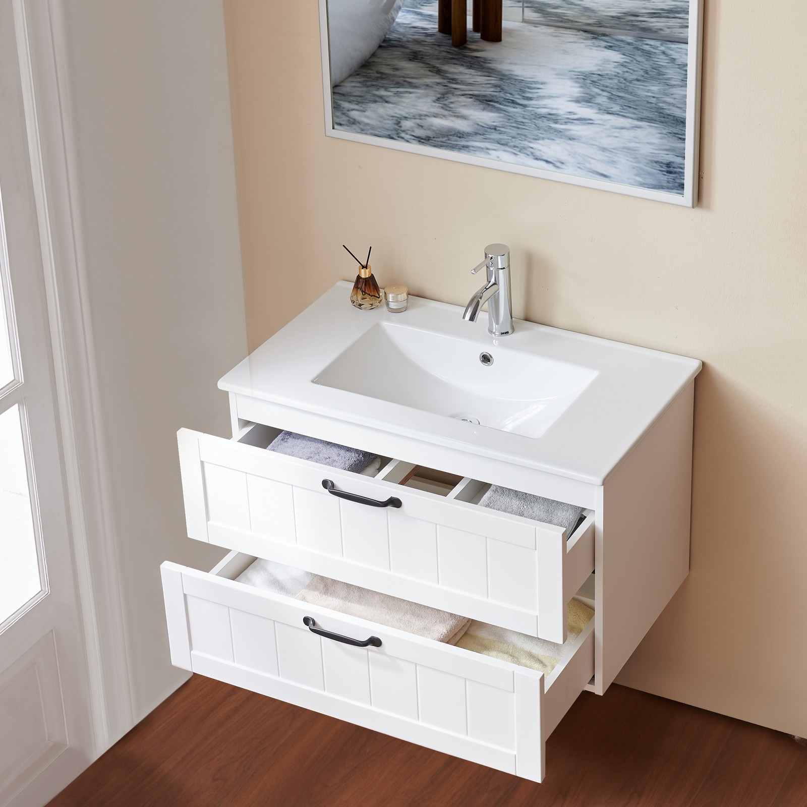31.5″ Bathroom Vanity Cabinet with Sink Combo, Wall Mounted Floating Cabinet