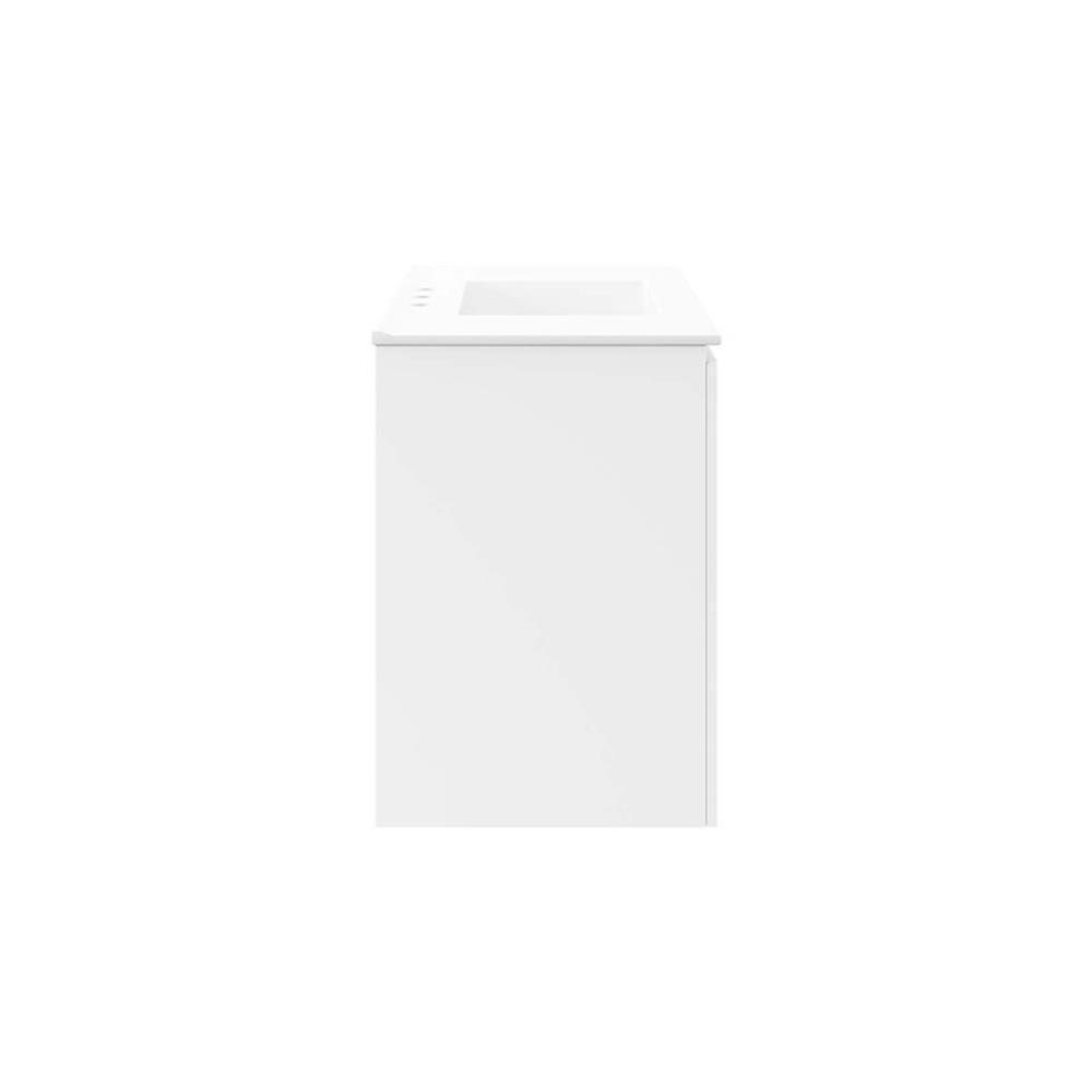 Modway Bryn 36″ Modern Wood/Ceramic Wall-Mount Bathroom Vanity in White