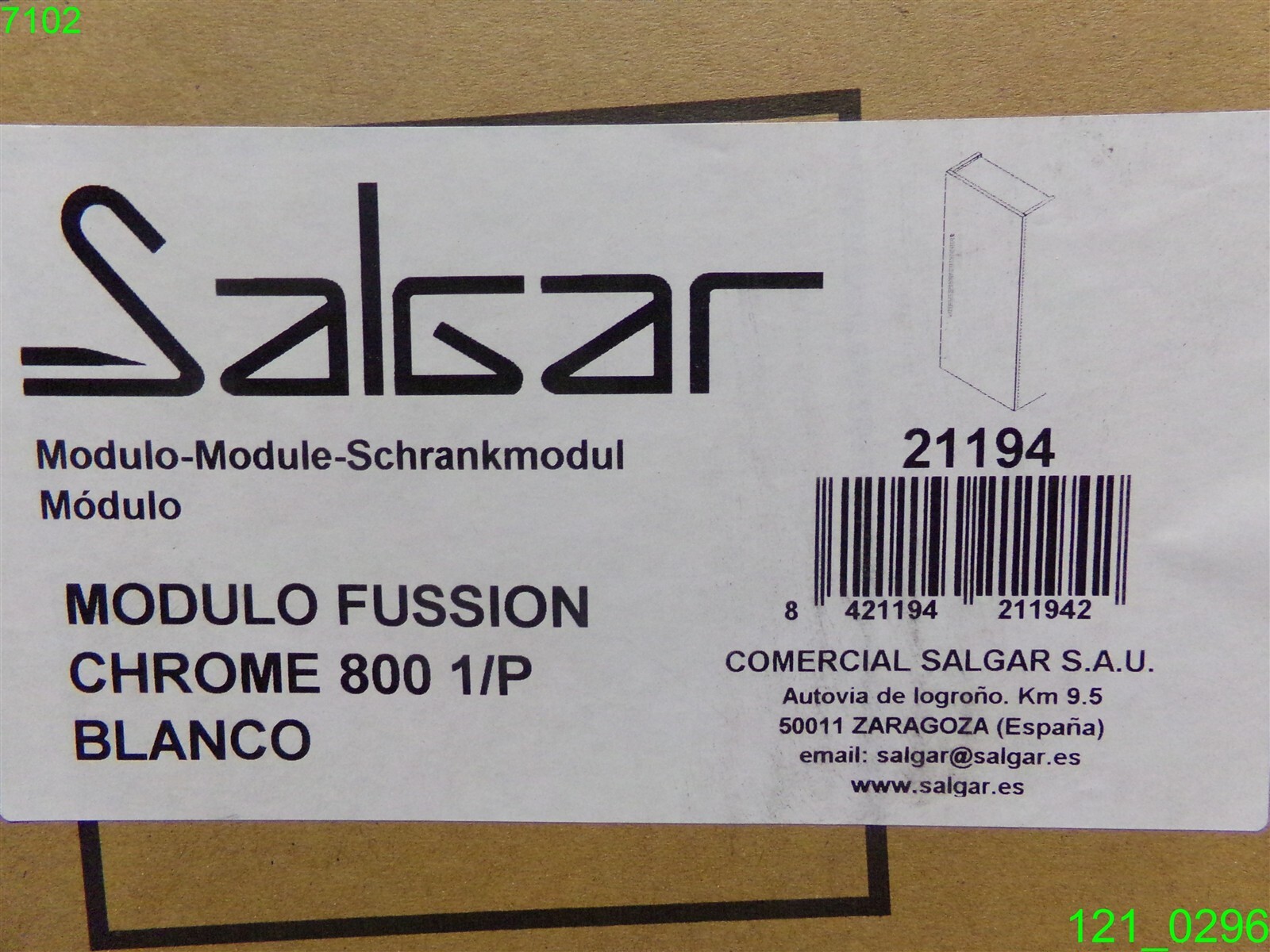 SALGAR MODULO FUSSION CHROME 800 1/P WHITE 40cm X 80cm X 16cm 21194 – NEW