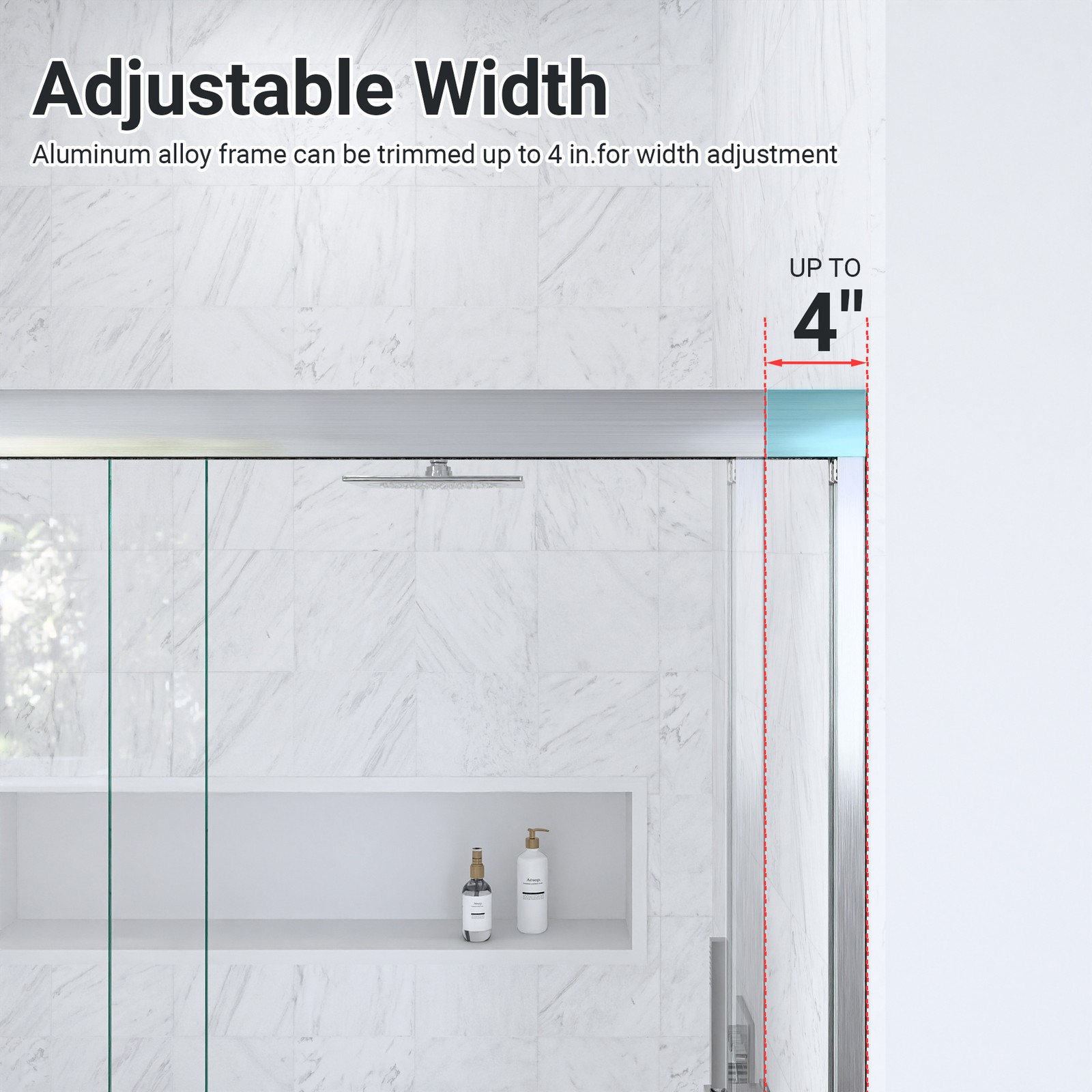 56″-60″W*60″ H Semi-Frameless Double Sliding Shower Door, Bypass Shower Door